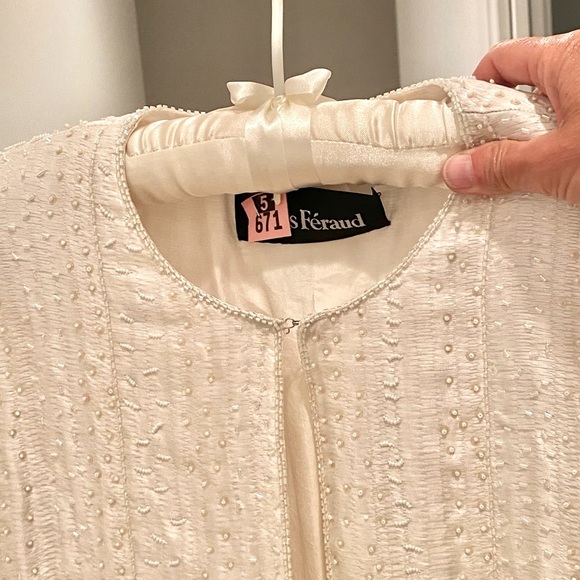 Louis Feraud Evening Jacket Silk with Pearl Embelishment Size 6 - Picture 11 of 15